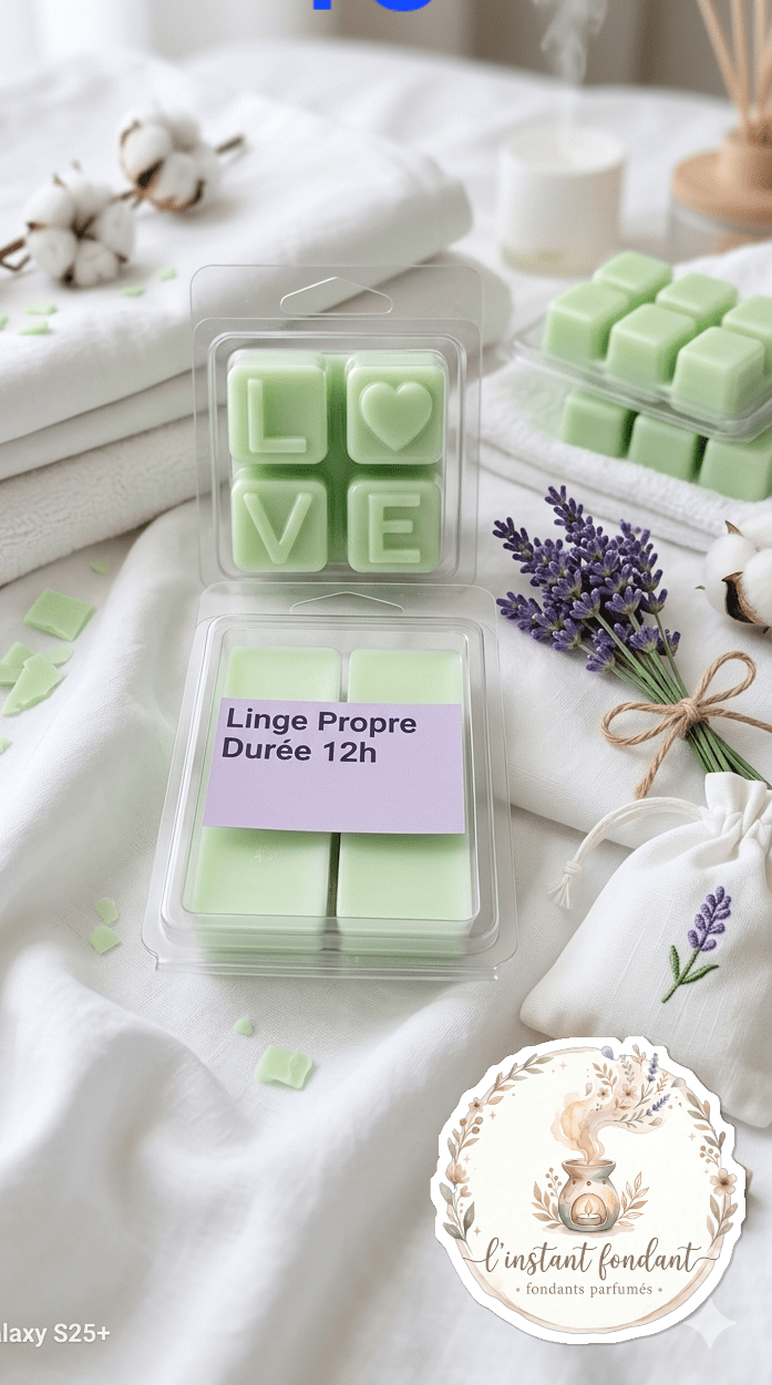 Lot de 4 fondants parfumés fait maison , linge propre - Fondant parfumé artisanal - L'instant Fondant