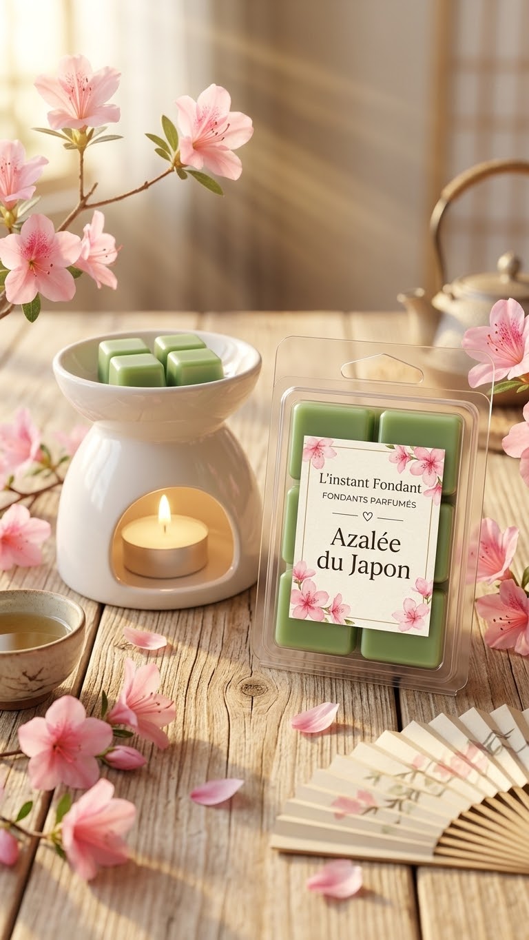 Fondants parfumés Azalée du Japon en cire de soja, lot de 6 et brûle-parfum – L'instant Fondant