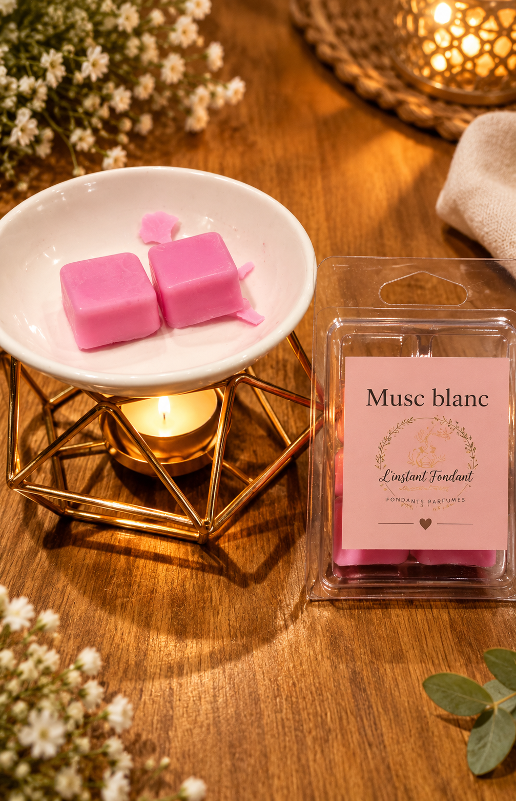 Fondants parfumés Musc Blanc faits main - L'instant Fondant